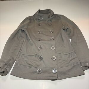 Stylish Women's Double-Breasted‎ Gray Pea Coat